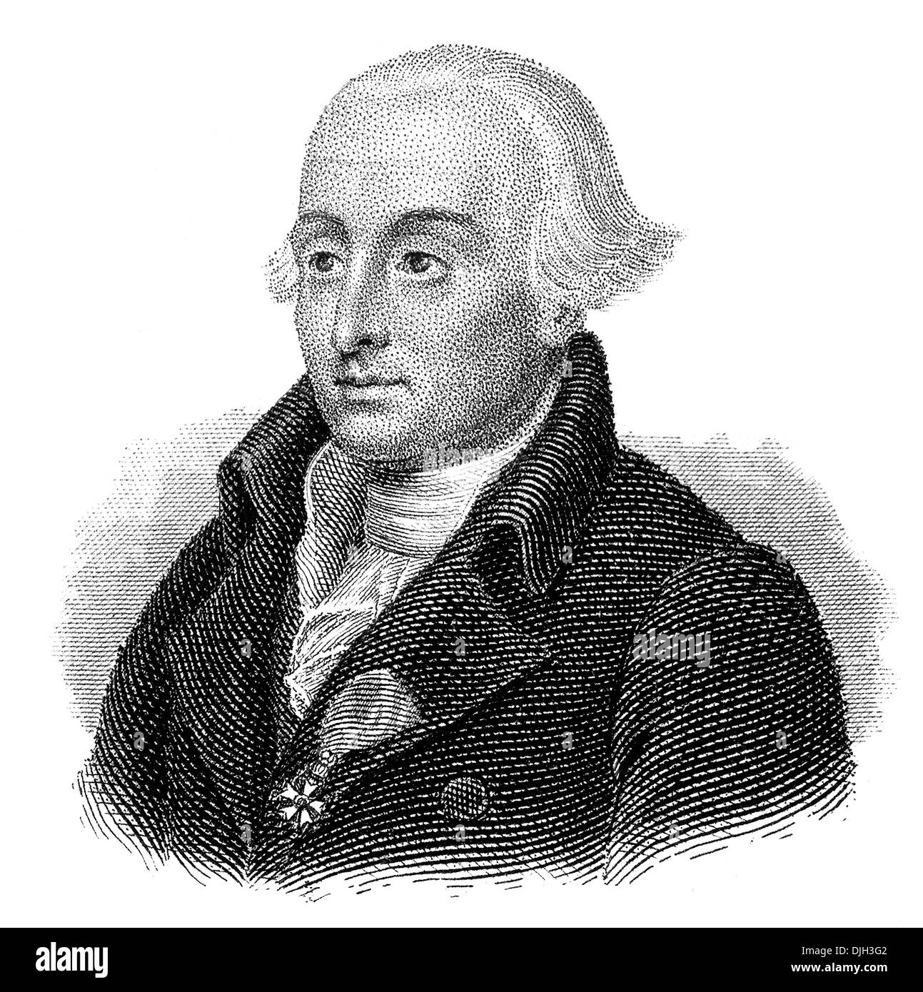 Portrait of Joseph-Louis Lagrange or Giuseppe Luigi Lagrancia or Lagrangia, 1736 - 1813 , an Italian mathematician and astronome Stock Photo