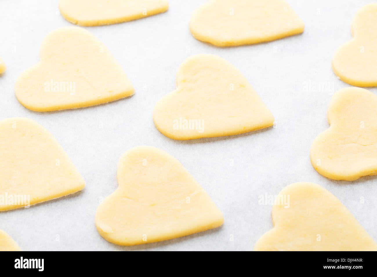 Heart shaped raw cookie dough Stock Photo