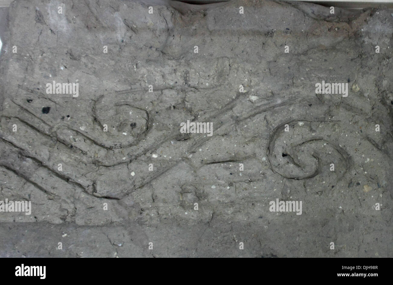 Wall engraving decoration from Catalhoyuk neolithic settlement dating from 9,500 years, Cumra, Konya, central Turkey Stock Photo