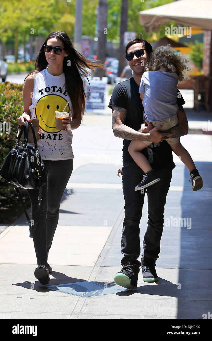Pete Wentz seen with son Bronx and girlfriend Meagan Camper heading to