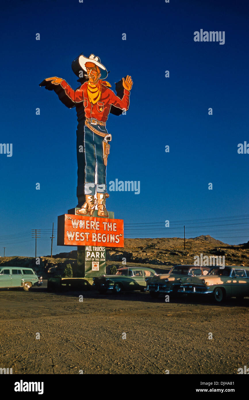 Wendover Will neon sign in its original location, c. 1958. The giant