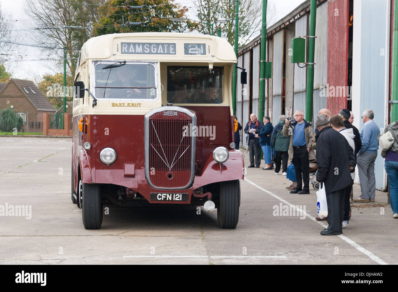 The Trolleybus Museum Belton Road Sandtoft Doncaster South Yorkshire DN8 5SX, England. Vintage bus Stock Photo