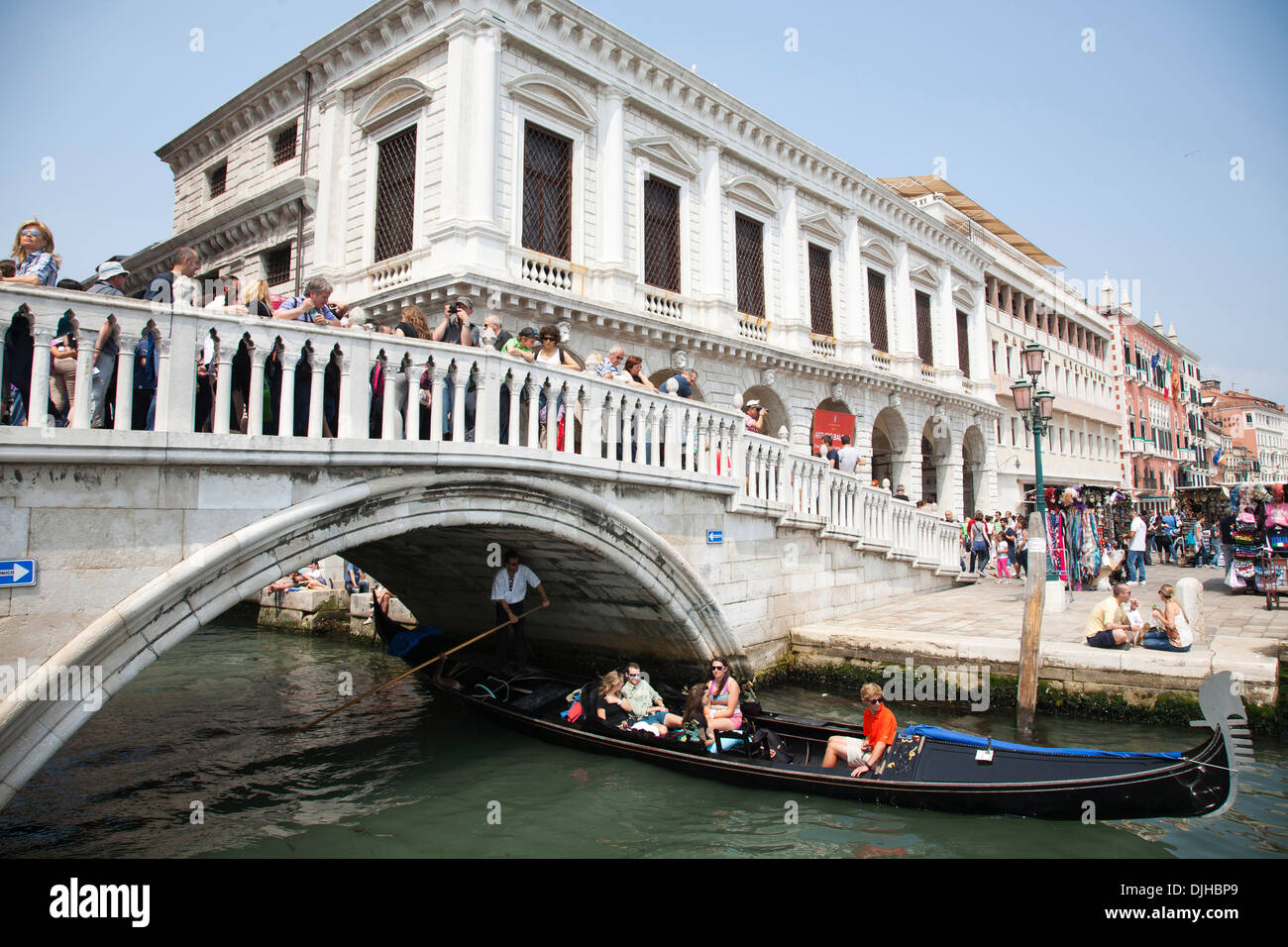 bridge and gondola, riva degli schiavoni, venice, veneto, italy, europe Stock Photo