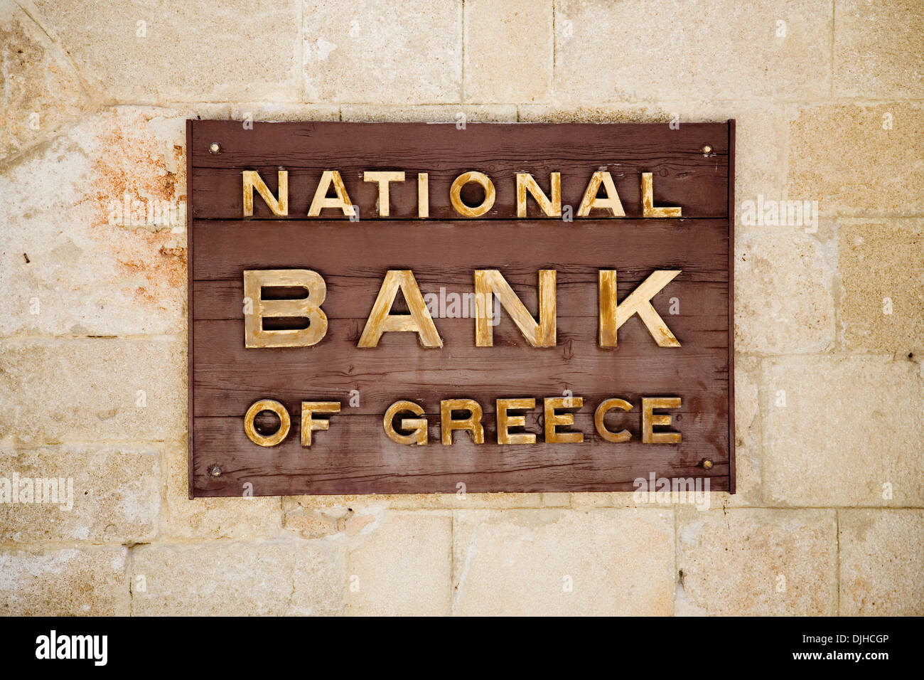 Sign of the national bank of greece Stock Photo