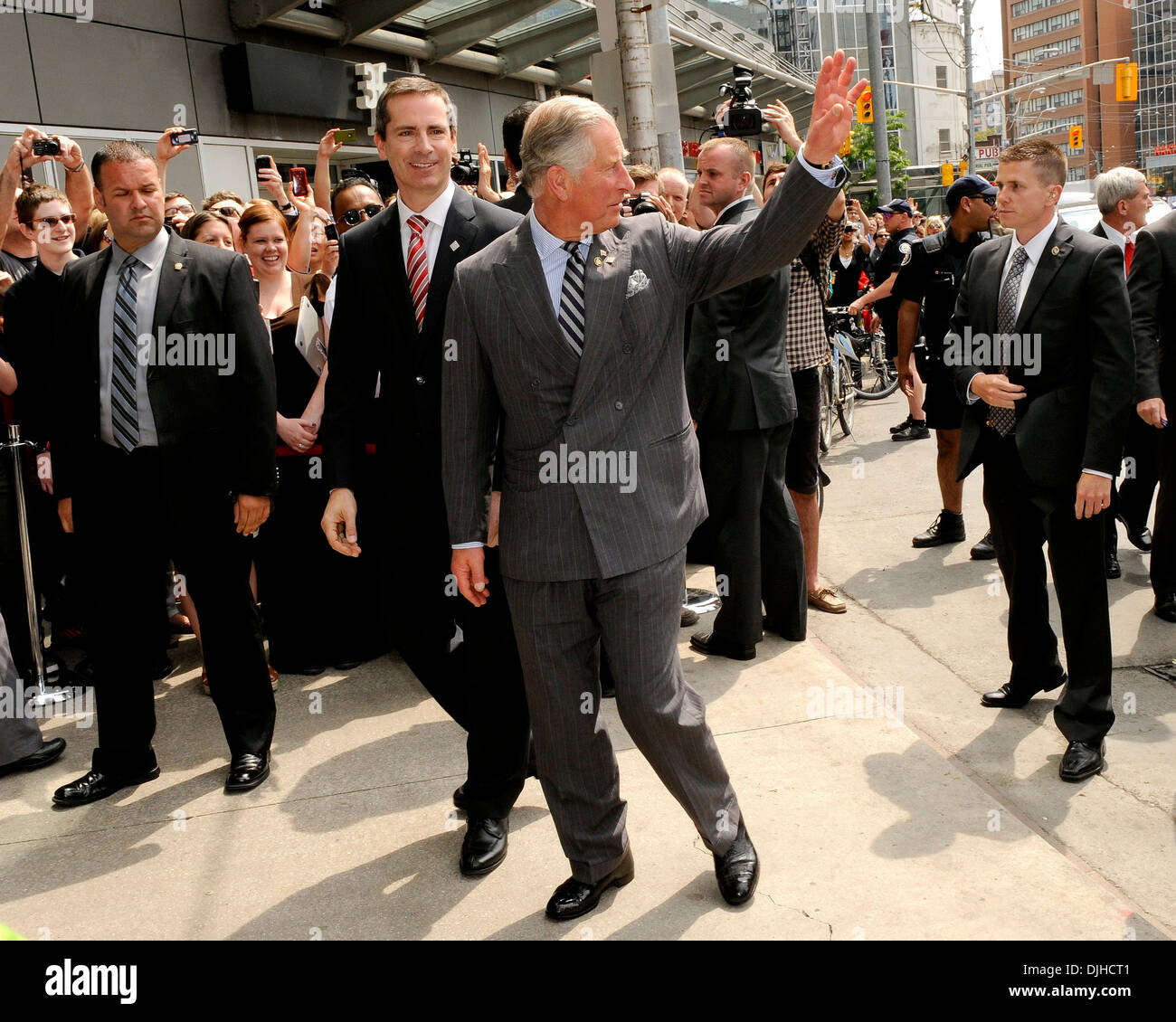 Dalton McGuinty Premier of Ontario and Prince Charles Prince of Wales arriving at Ryerson University for Digital Media Zone Stock Photo