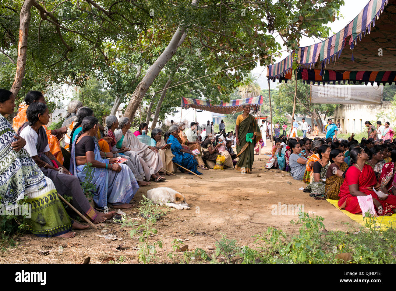 Rural Indian Female Patients Waiting Area At Sri Sathya Sai Baba Mobile Outreach Hospital Service Andhra Pradesh India Stock Photo Alamy