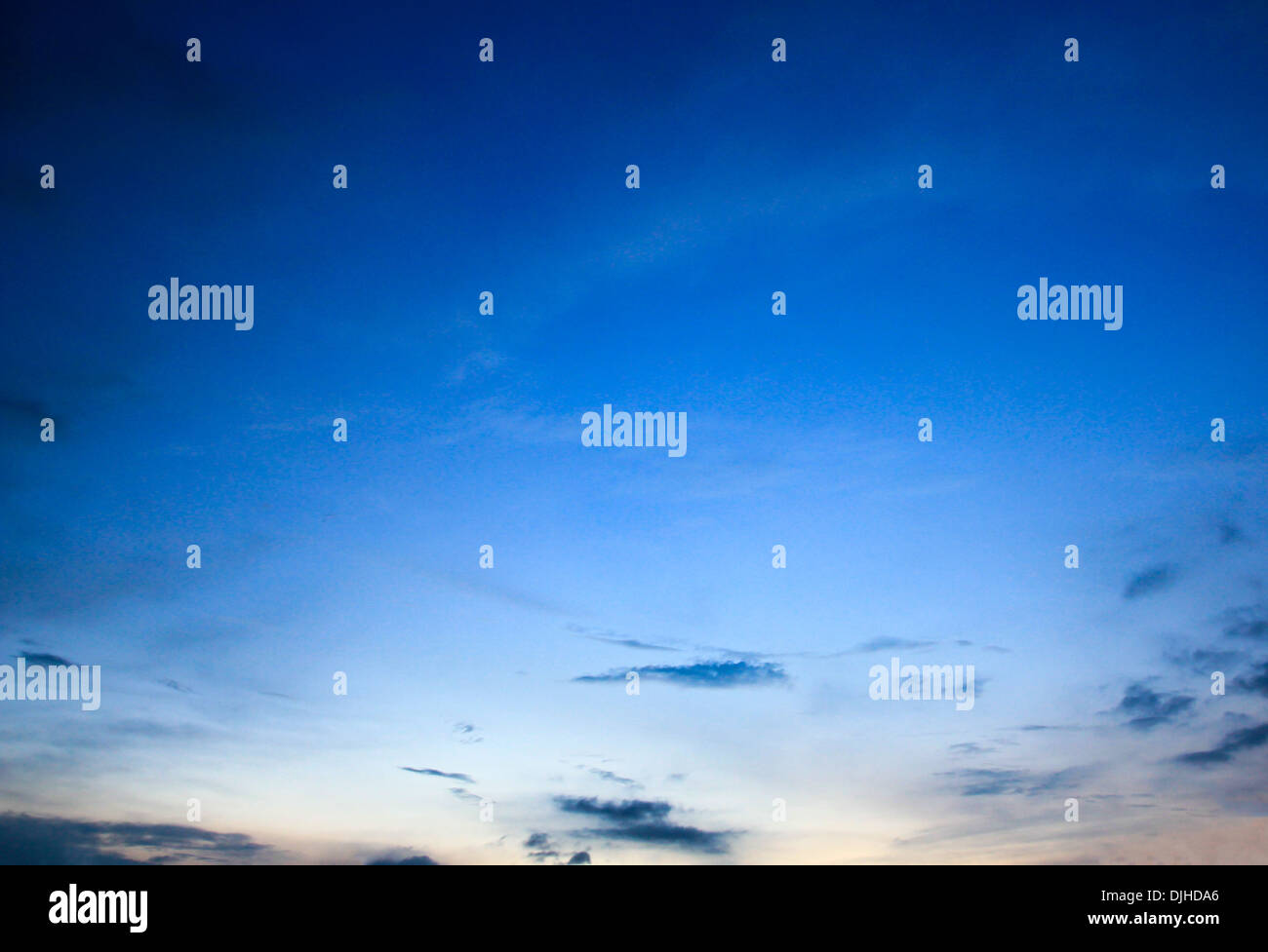 Blue sunset sky background. Stock Photo