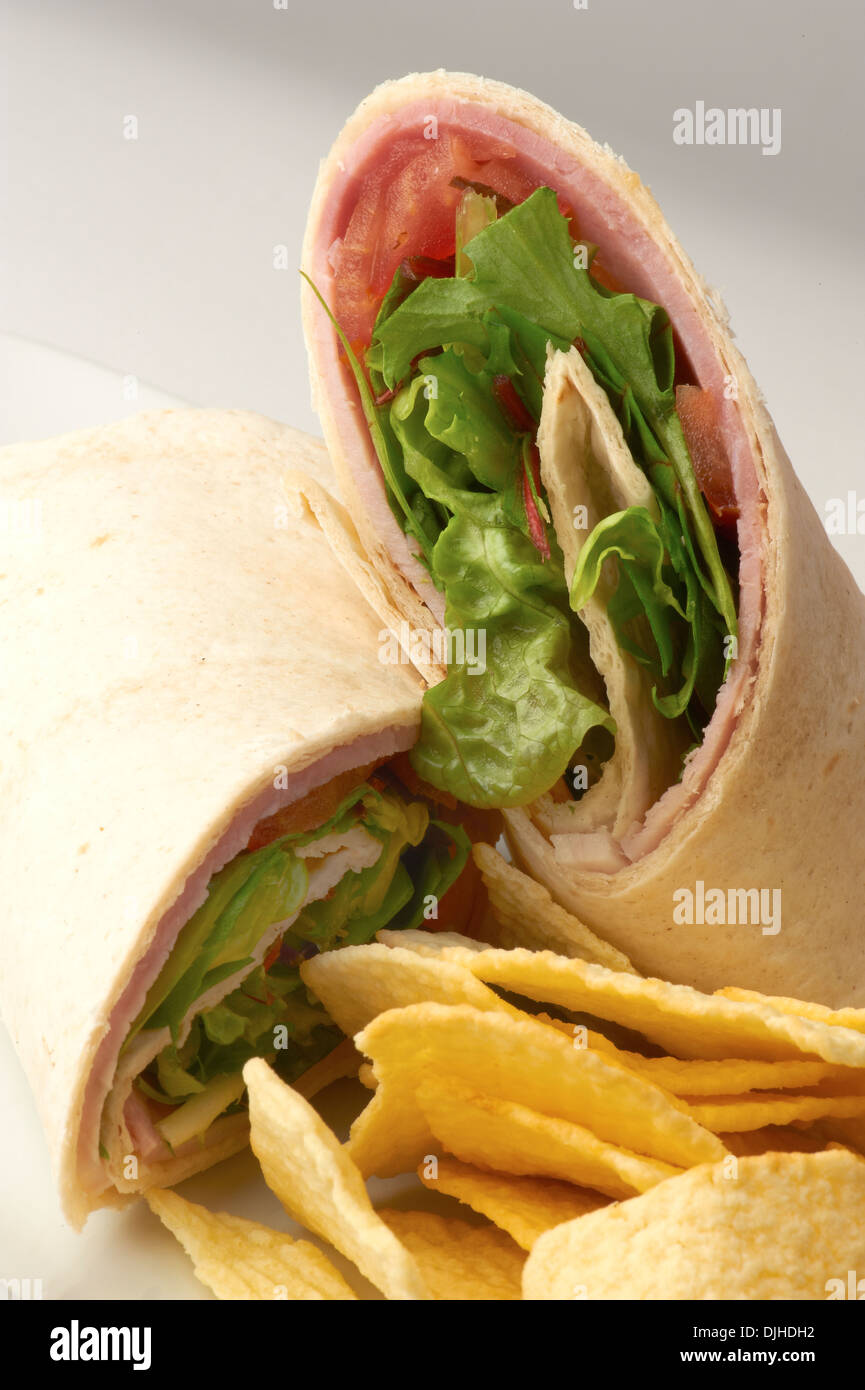 Ham and salad wrap meal Stock Photo Alamy