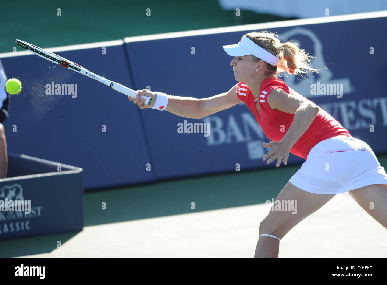 July 29, 2010 - Stanford, California, United States of America - 29 July 2010: Maria Kirilenko (RUS) competes during doubles action at the Bank of the West Classic at the Taube Family Tennis Center in Stanford, CA.  Kirilenko and Victoria Azarenka beat Shahar Peer and Alisa Kleybanova 6-3, 4-6, 10-3..Mandatory Credit: Matt Cohen / Southcreek Global (Credit Image: © Southcreek Globa Stock Photo