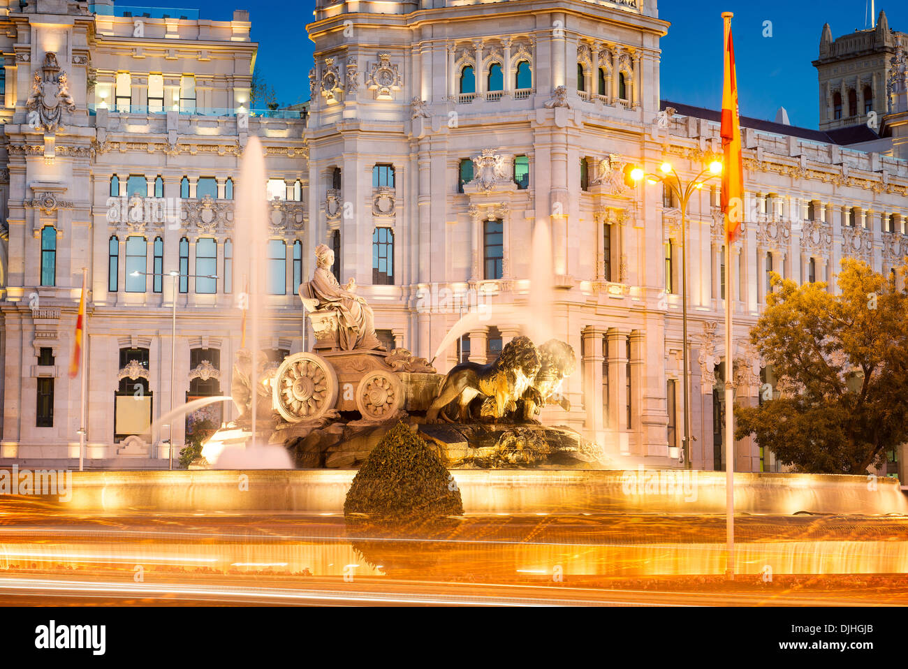 Plaza de la Cibeles (Cybele's Square) - Central Post Office (Palacio de Comunicaciones), Madrid, Spain. Stock Photo