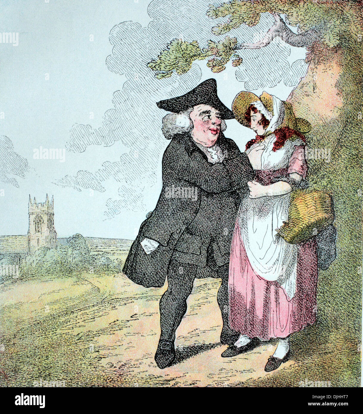 The sentimentalist, ironic English copper engraving, 1795 Stock Photo ...