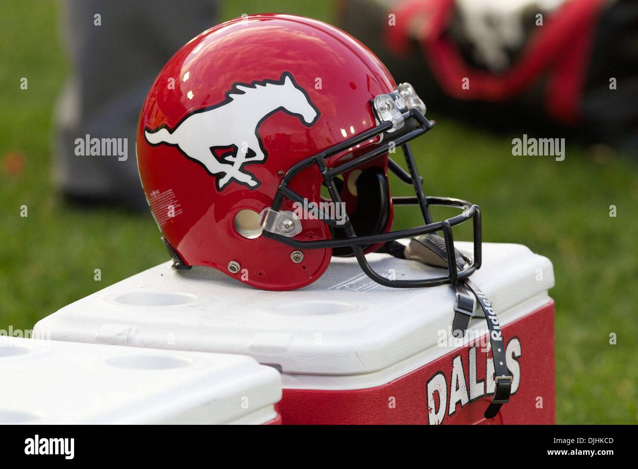 July 31, 2010 - Calgary, Alberta, Canada - 31 July 2010: Calgary Stampeders Helmet..Mandatory Credit: Irena Thompson / Southcreek Global (Credit Image: Â© Southcreek Global/ZUMApress.com) Stock Photo