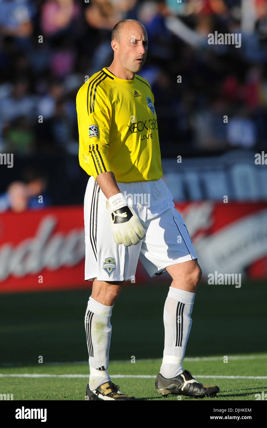 July 31, 2010 - Santa Clara, California, United States of America - 31 July 2010: Seattle Sounders GK Kasey Keller (18) prepares for kickoff during the MLS match between the San Jose Earthquakes and Seattle Sounders at Buck Shaw Stadium in Santa Clara, CA.  The visiting Sounders won 1-0 and picked up the second annual Heritage Cup..Mandatory Credit: Matt Cohen / Southcreek Global ( Stock Photo