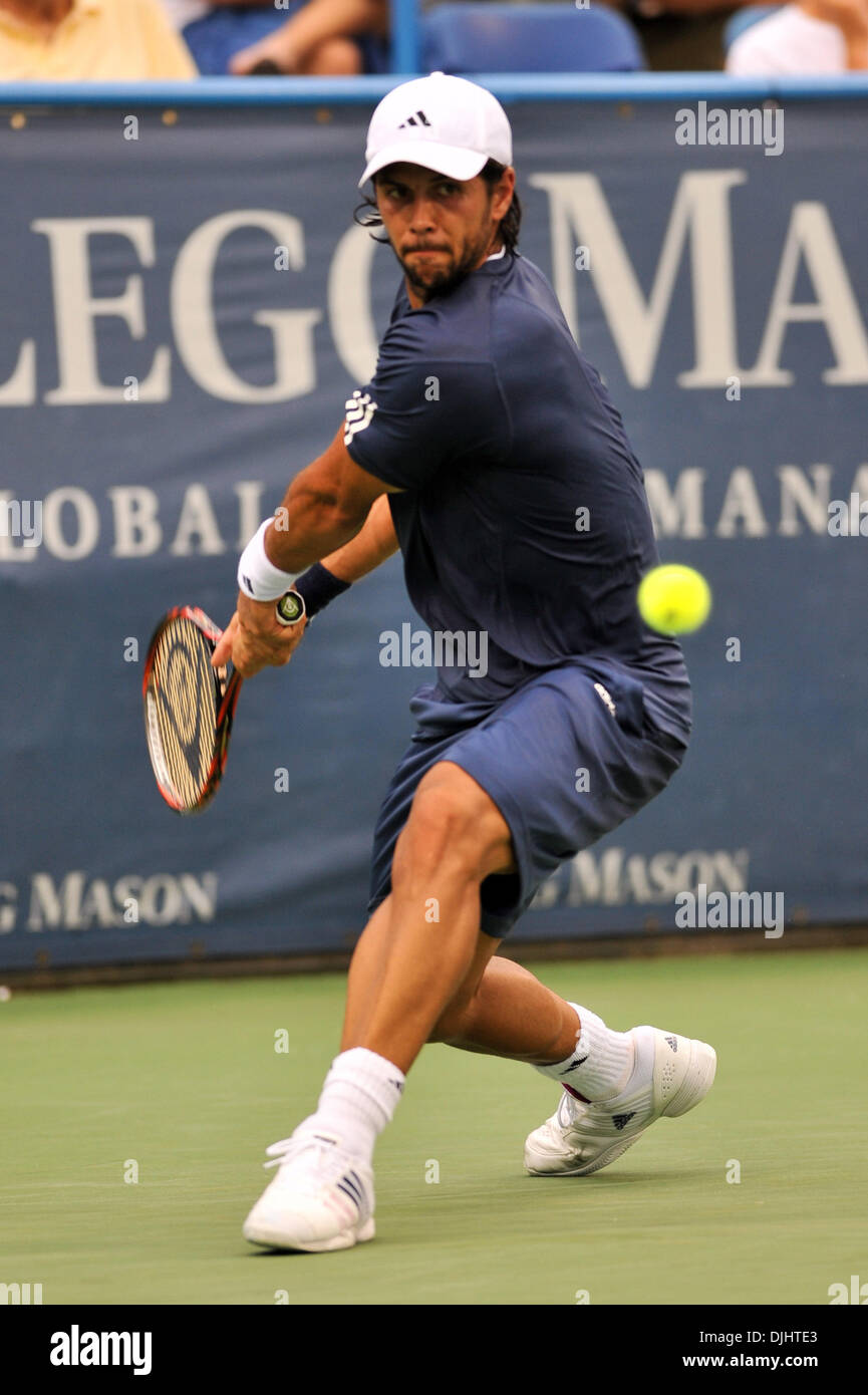 Legg Mason Tennis Classic, Sponsored by Geico..Mens singles, .Fernando  VERDASCO (ESP) rallies back after saving a match point in the second set to  win the match against Karol BECK (SVK) (4-6, 7-5,