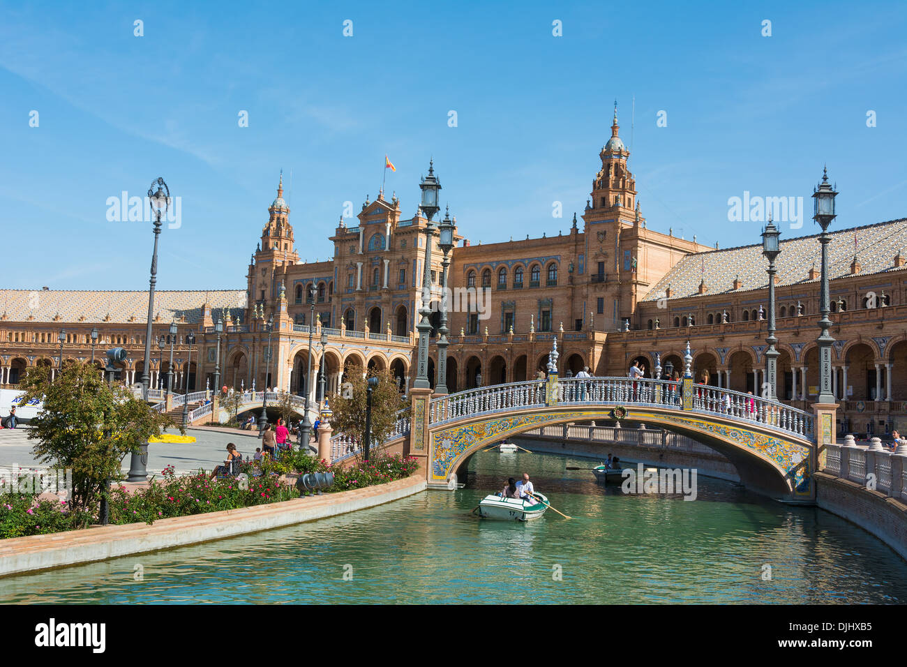 Plaza de Espana in the center of Seville, Spain a major tourist attraction. Stock Photo