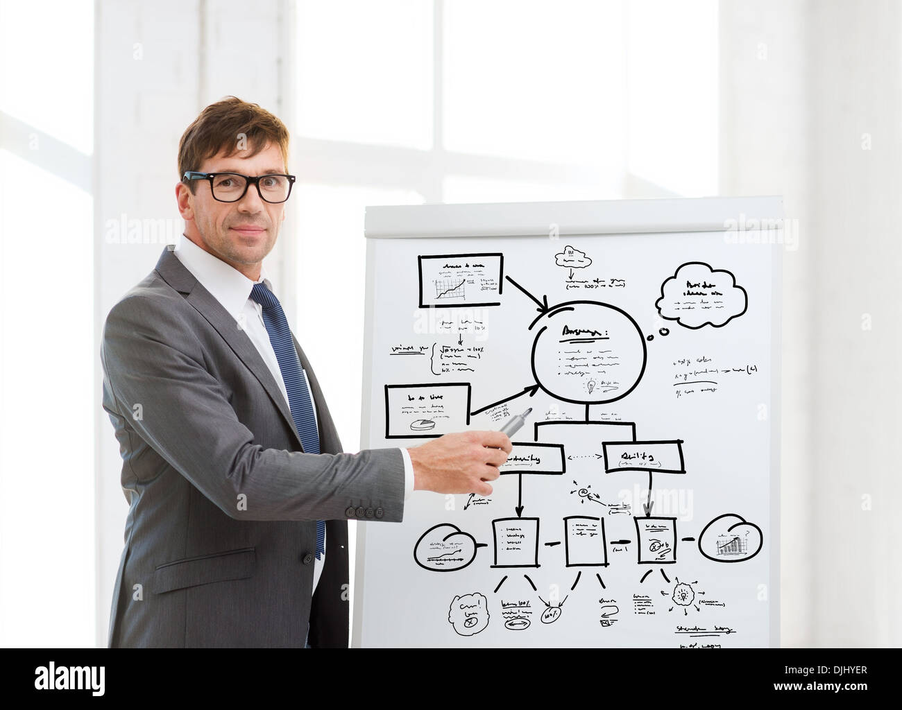 Presentation man suit flip chart hi-res stock photography and images ...