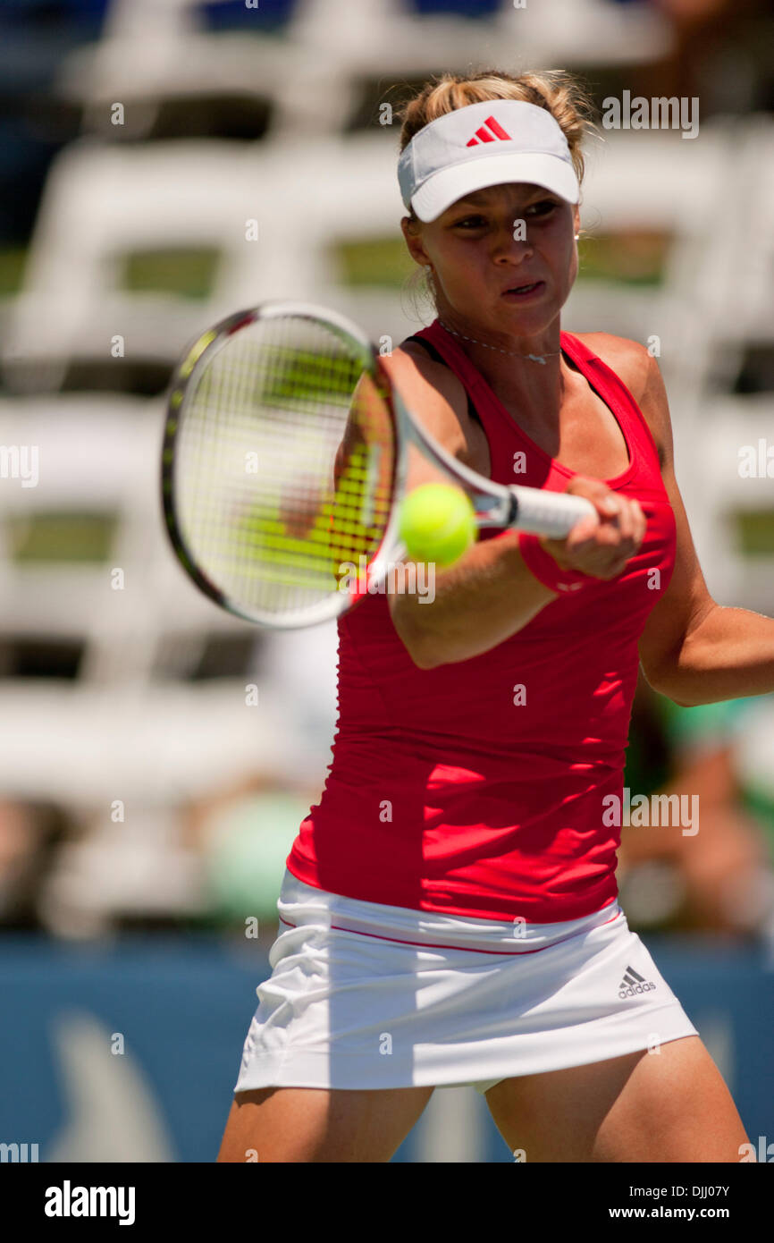 Aug 05, 2010 - San Diego, California, U.S. - Mercury Insurance Open WTA Tennis - MARIA KIRILENKO returns a ball against opponent F. Pennetta at a WTA tennis tournament held at the La Costa Spa and Resort near San Diego, CA. Pennetta won the match 6-4 7-6. (Credit Image: © Wally Nell/ZUMApress.com) Stock Photo