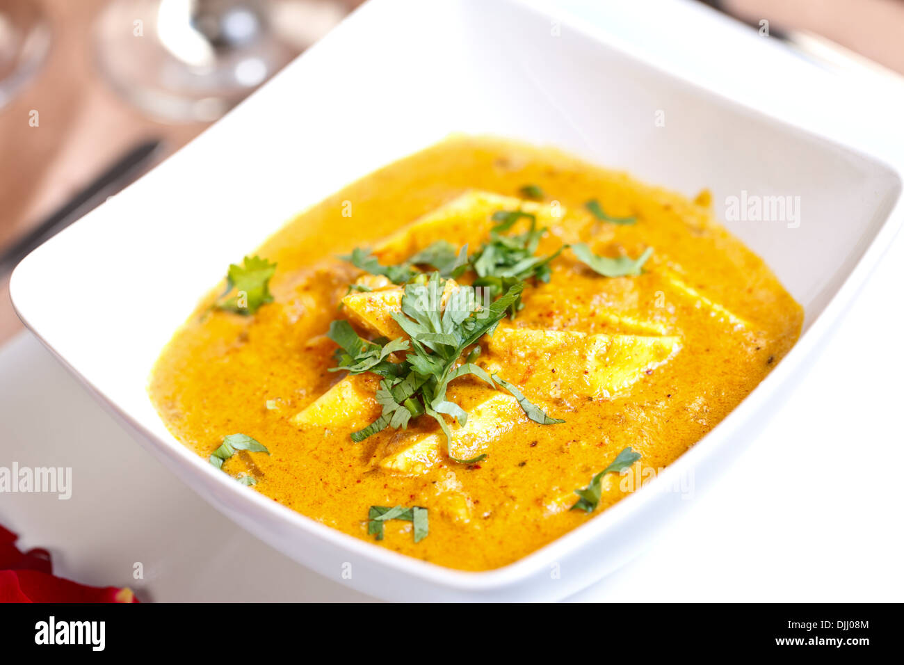 Rich creamy cashewnut pureed curry flavored with cardamom  Stock Photo
