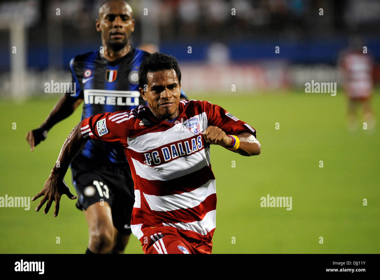 Wesley Sneijder #10 of FC Dallas drives the ball deep into Inter Milan territory. Inter Milan battled FC Dallas to a 2-2 draw at Pizza Hut Park, Frisco, Texas. (Credit Image: © Jerome Miron/Southcreek Global/ZUMApress.com) Stock Photo