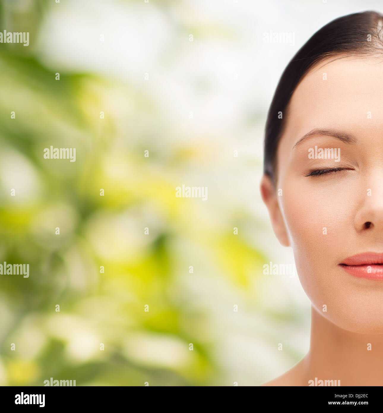 relaxed young woman with closed eyes Stock Photo - Alamy