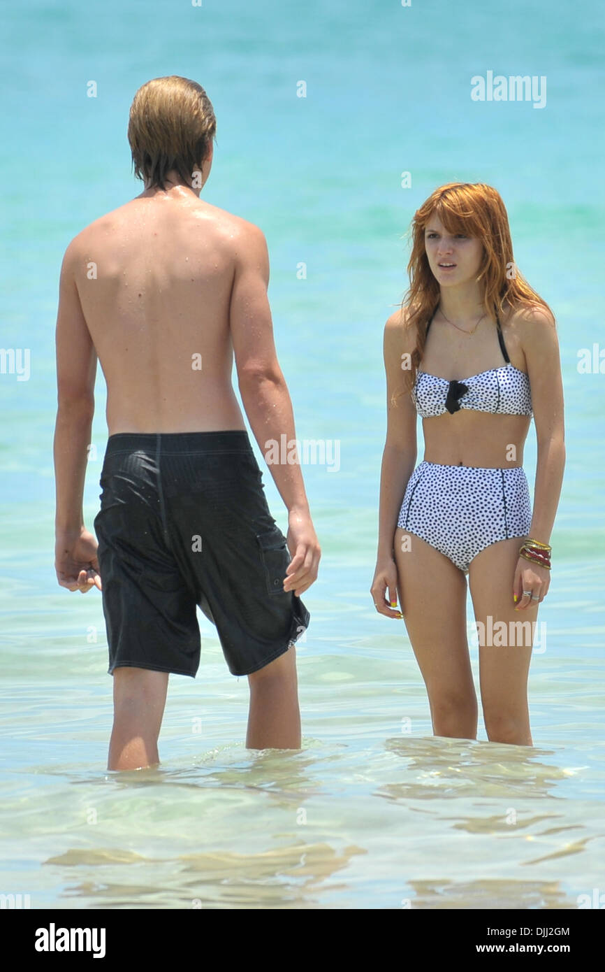 Bella Thorne in a bikini on Miami Beach this afternoon with her boyfriend  Tristan Klier Miami Florida - 03.06.12 Stock Photo - Alamy