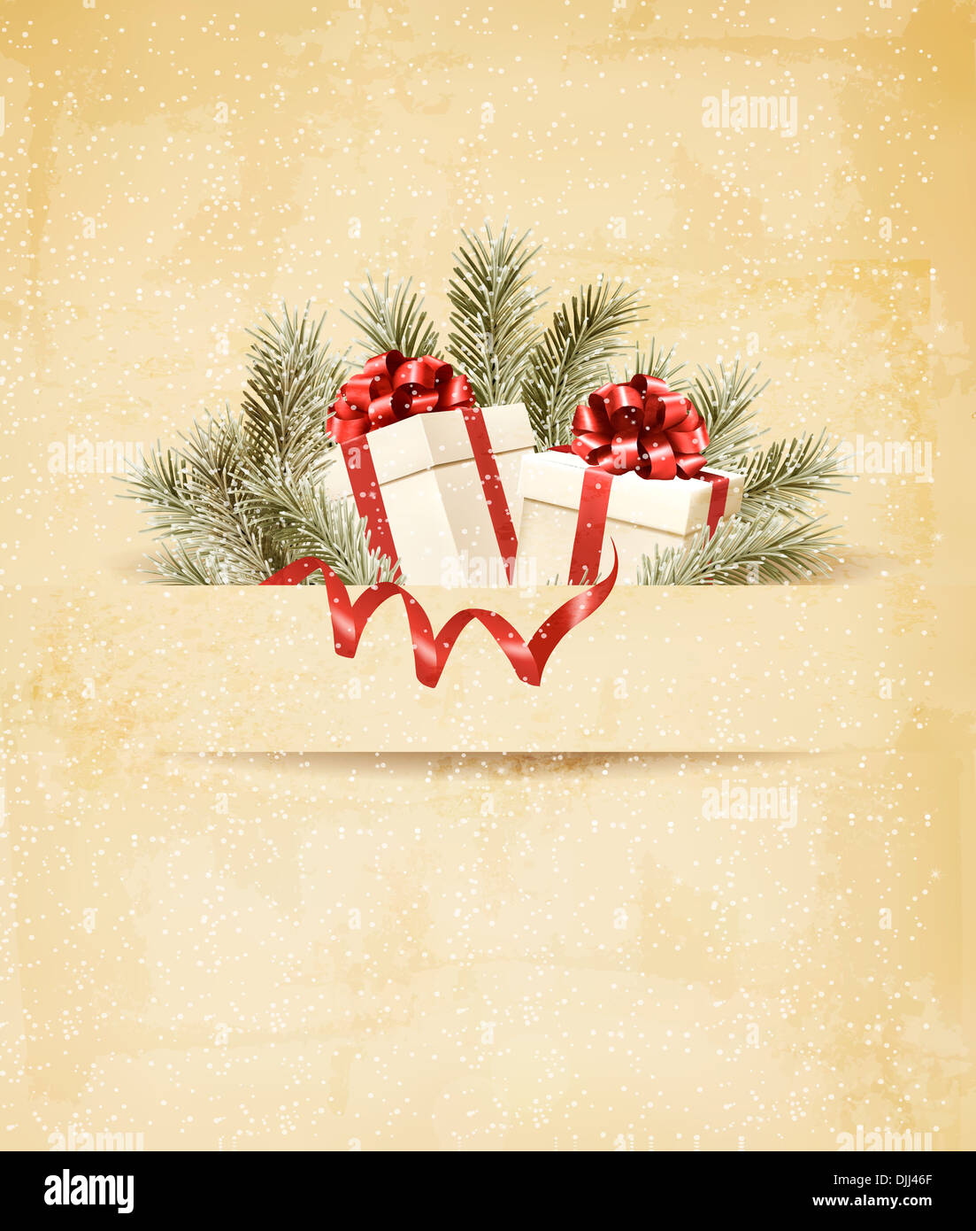 Holiday background with ribbon and red gift boxes. Vector Stock Photo ...