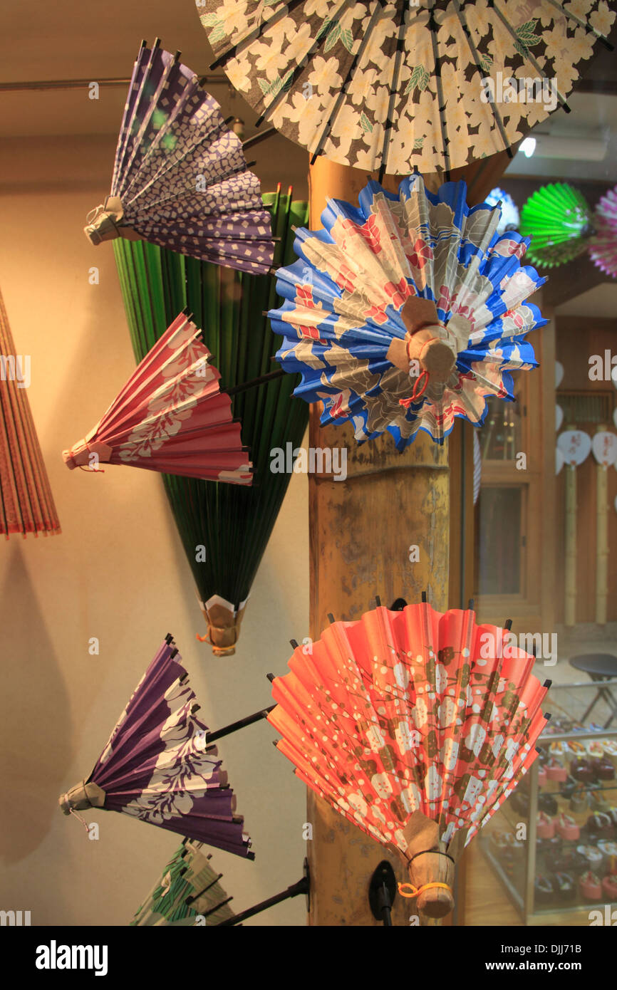 Japan, Kyoto, Shijo Street, shop, umbrellas Stock Photo Alamy