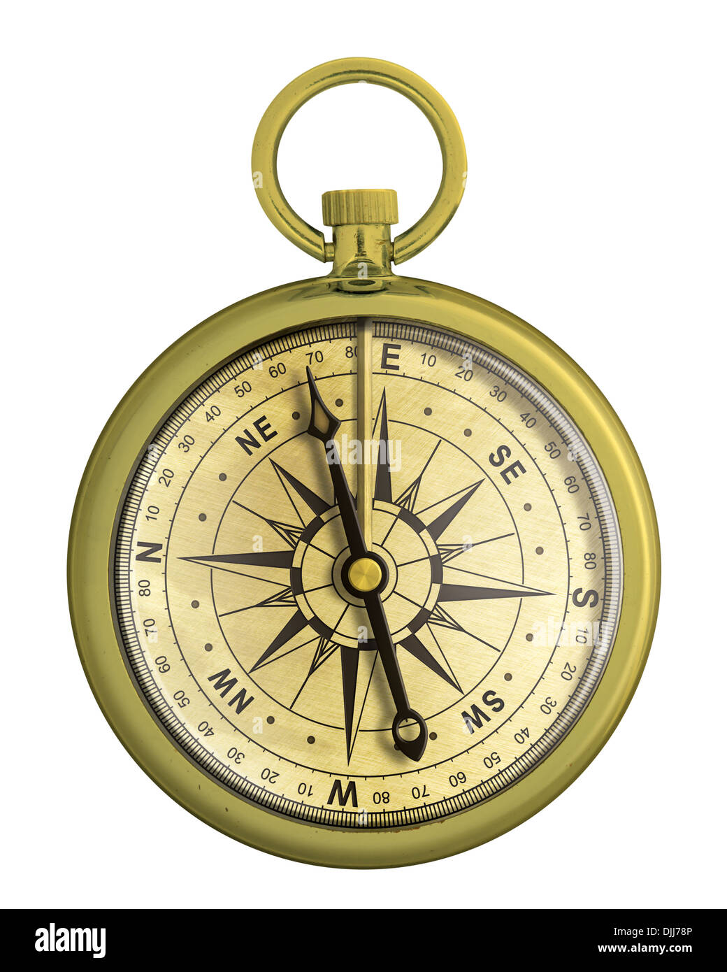 old gold compass nautical isolated Stock Photo