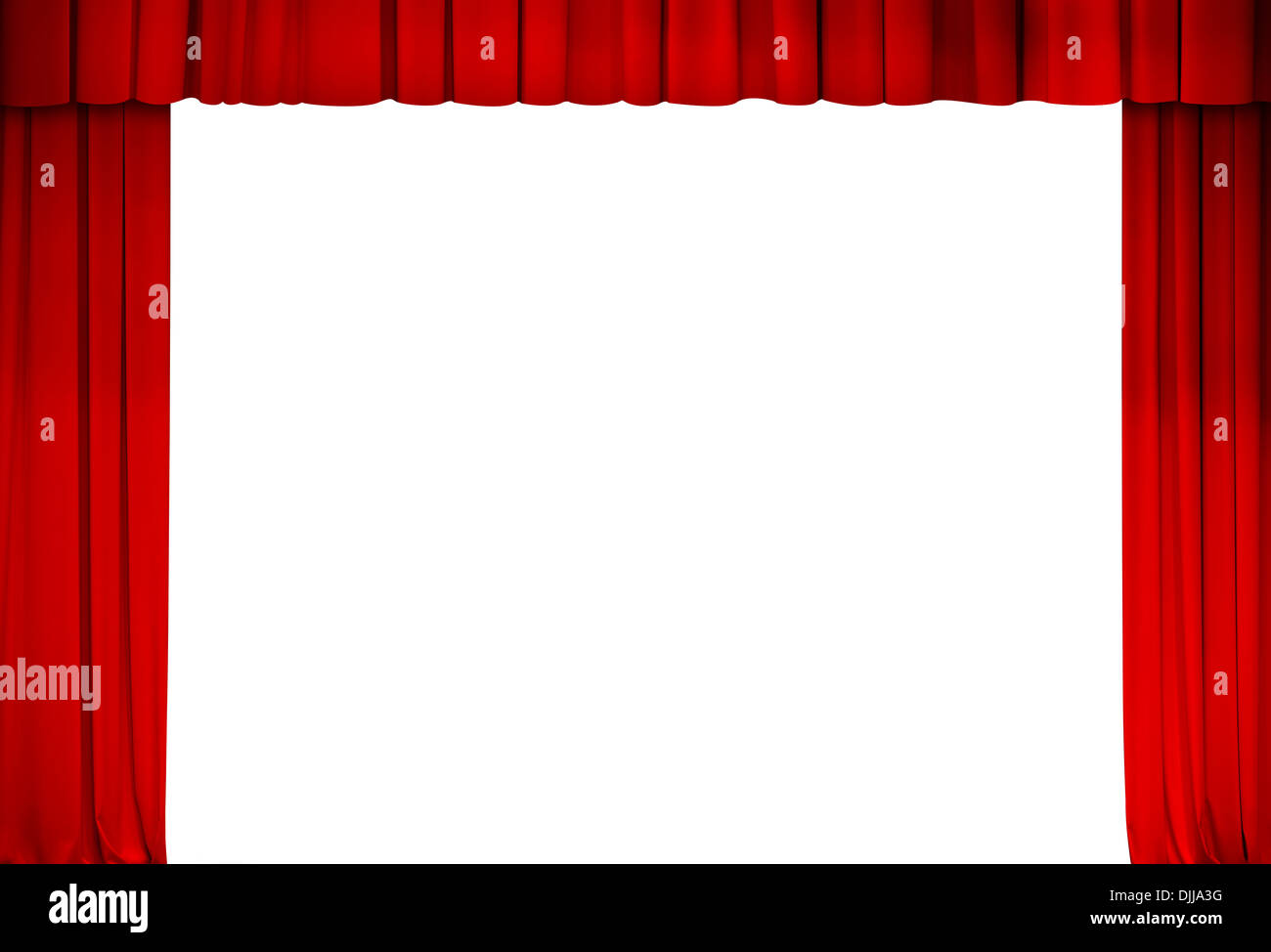 theatre red curtain frame isolate Stock Photo