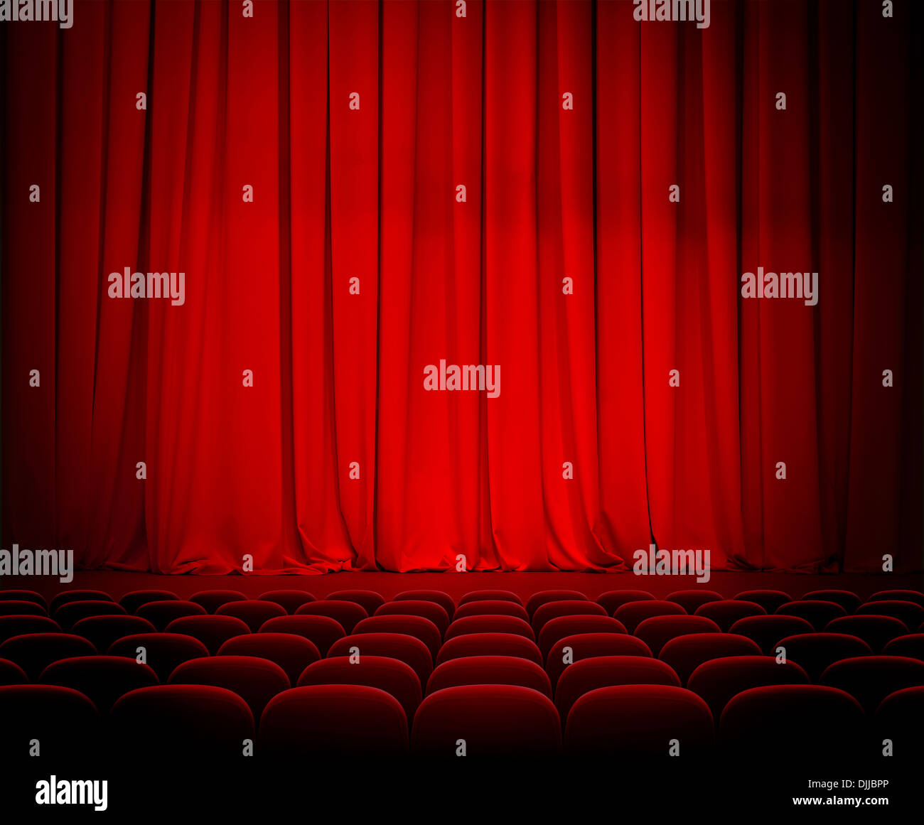 theater red curtains and seats Stock Photo