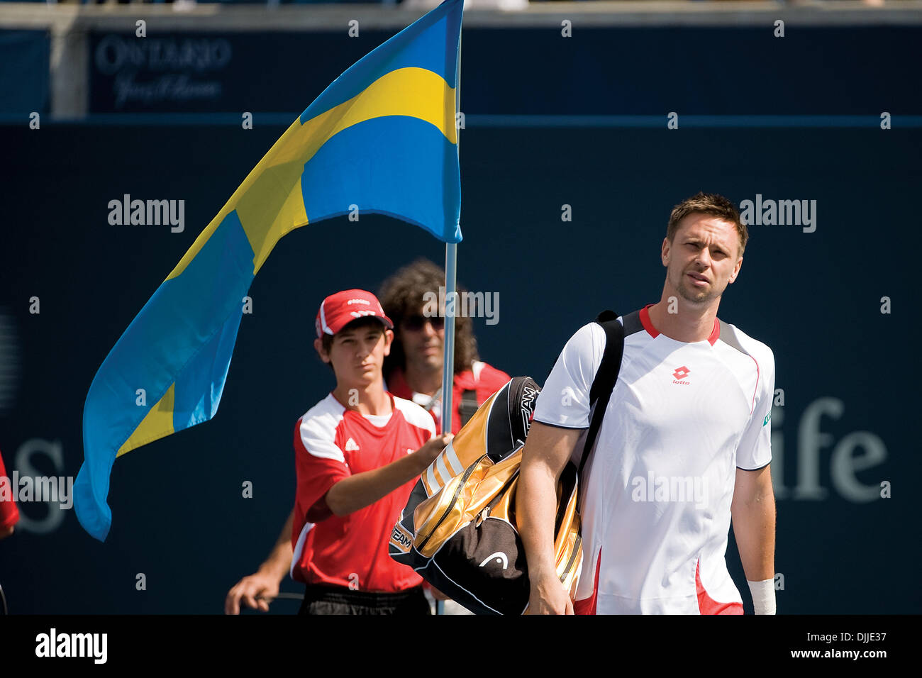 Aug. 10, 2010 - Toronto, Ontario, Canada - 10 August, 2010..ROBIN SODERLING of Sweden arrives at the Rogers Cup in Toronto, Ontario. Soderling defeated Gulbis, 4-6, 6-4, 6-4..Mandatory Credit: Terry Ting/Southcreek Global (Credit Image: © Southcreek Global/ZUMApress.com) Stock Photo