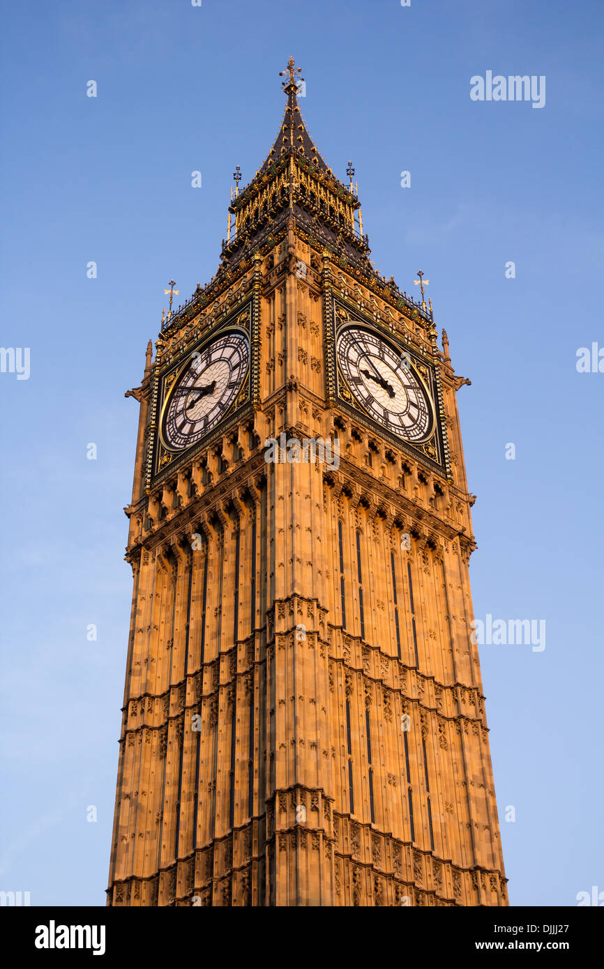 Big Ben with a warm sunset glow Stock Photo