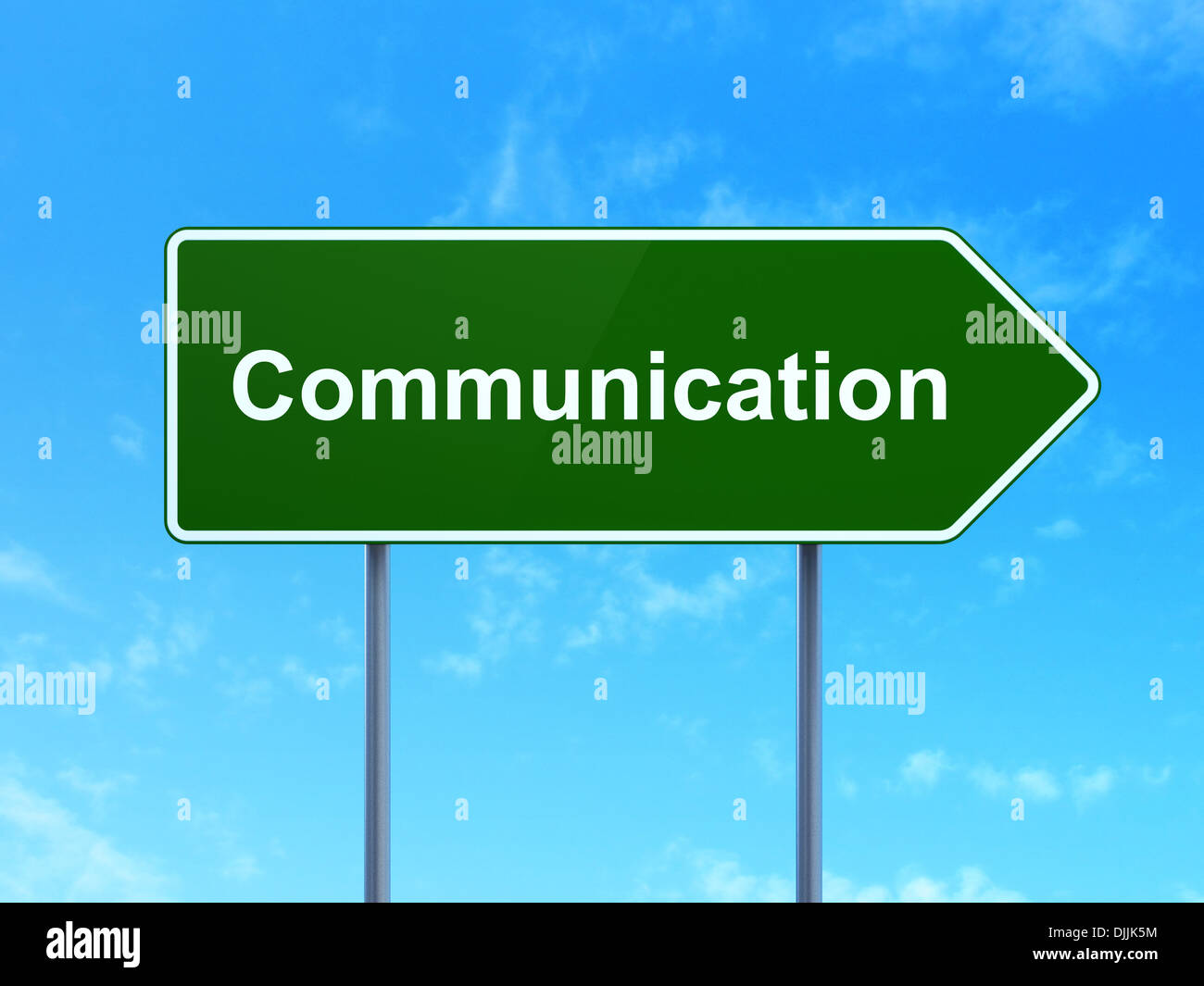 Marketing concept: Communication on road sign background Stock Photo ...
