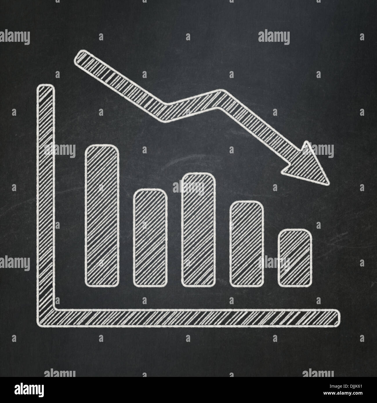 Advertising concept Decline Graph on chalkboard background Stock Photo