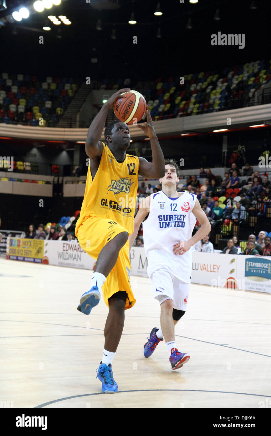The London Lions v Surrey United at the Copper Box, Queen Elizabeth Park, Stratford, London Stock Photo