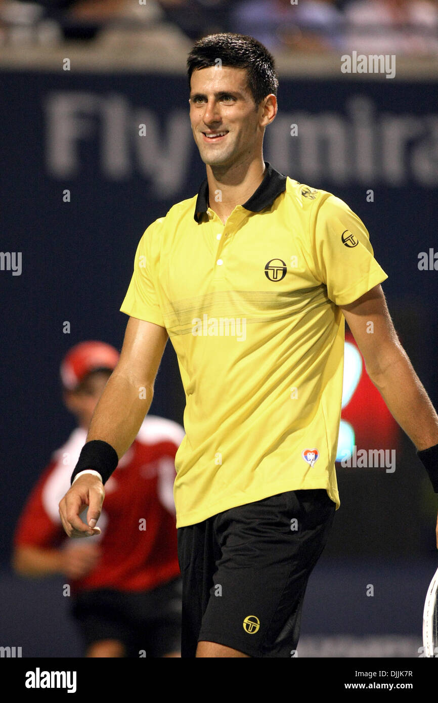 Aug. 14, 2010 - Toronto, Ontario, Canada - 14 August, 2010: NOVAK DJOKOVIC  (SRB) is seen during a tennis match against ROGER FEDERER (SUI) at the 2010  Rogers Cup held at the