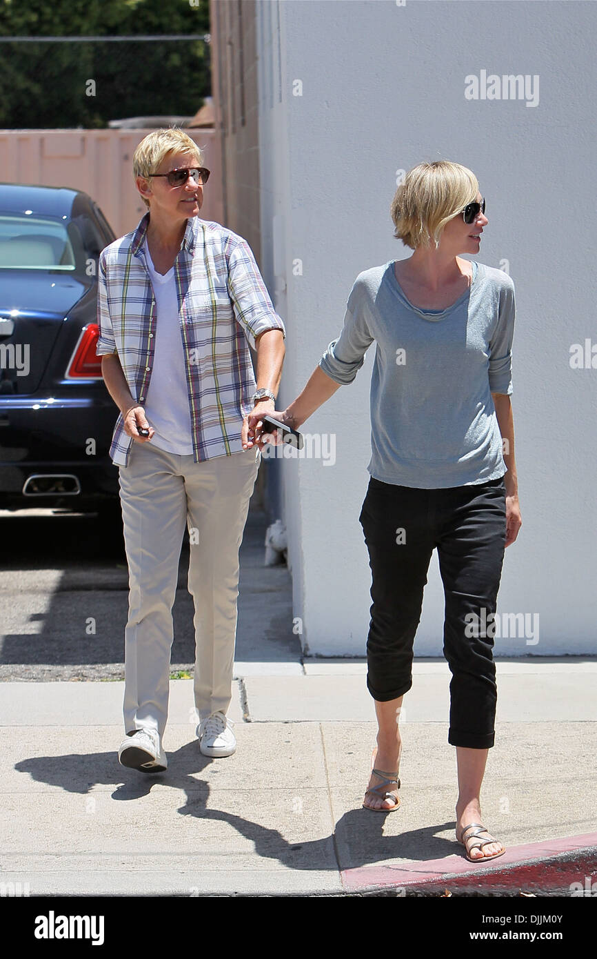 Ellen Degeneres and wife Portia de Rossi seen leaving a furniture shop Los  Angeles California - 06.06.12 Stock Photo - Alamy