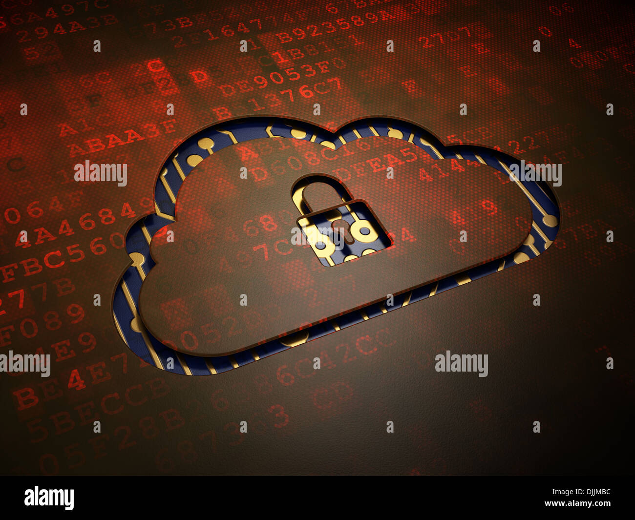 Cloud networking concept: Cloud With Padlock on digital Stock Photo - Alamy