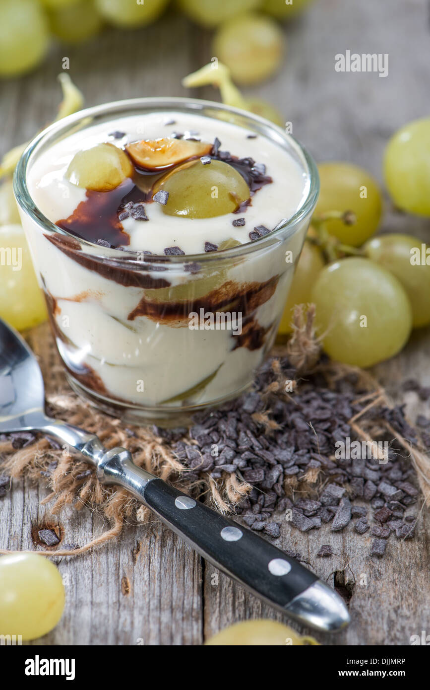 Fresh made Dessert with Grapes and Chocolate Stock Photo Alamy