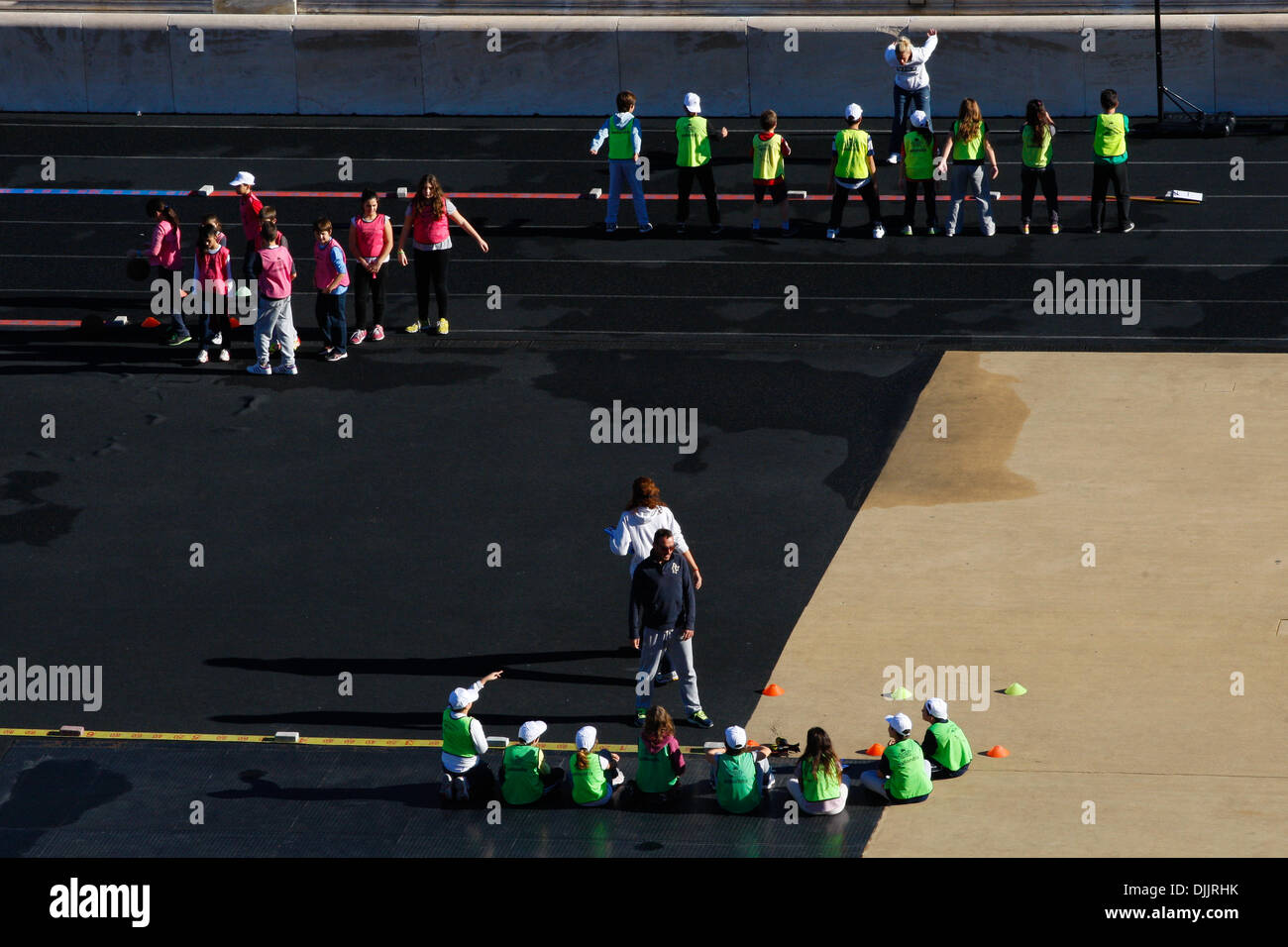 Athens, Greece. 27th Nov, 2013. The Pnathenaikon stadium, it was the venue of the first Olympic Games in modern history. The historic center of Athens from Hotel rooftops. © Aristidis Vafeiadakis/ZUMAPRESS.com/Alamy Live News Stock Photo
