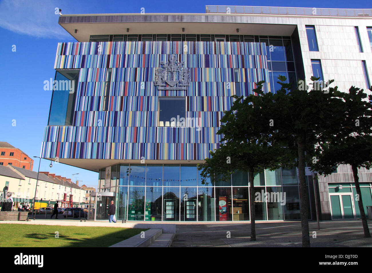 Doncaster civic building on Sir Nigel Gresley Square, the town's first public square, Doncaster, South Yorkshire, UK Stock Photo