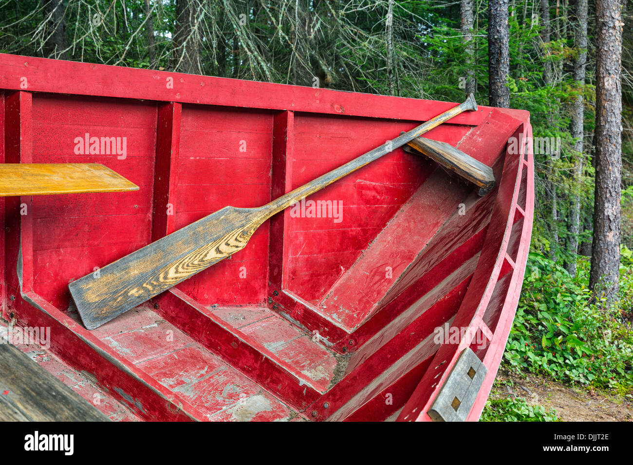 A 'Pointer' row boat, Algonquin Logging Museum, Algonquin Provincial Park, Ontario, Canada Stock Photo