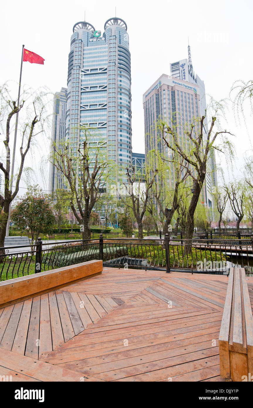 China Insurance Building (left) and Standard Chartered Tower (right) in