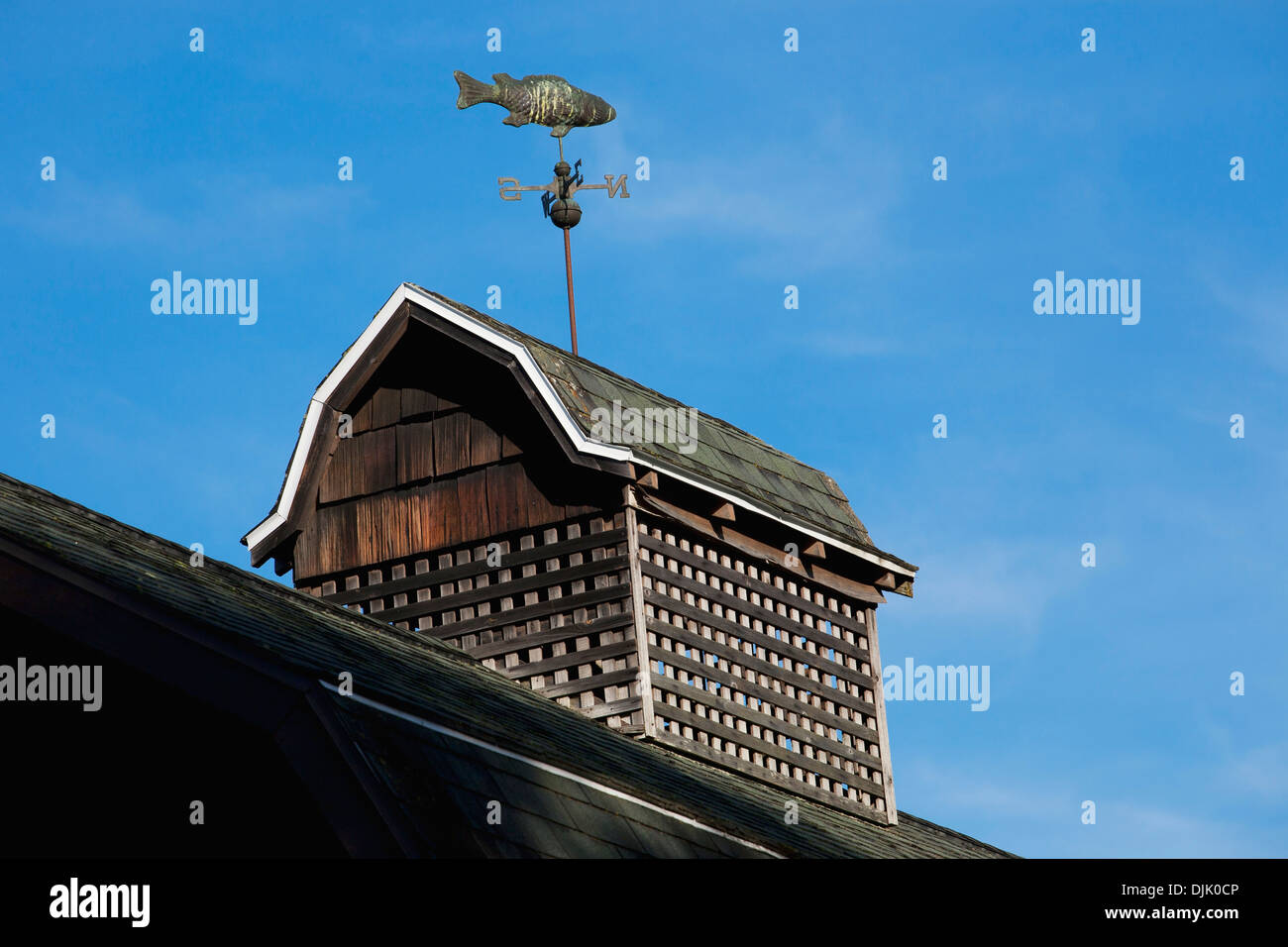 Weather Vane On An Old Barn Roof; North Hatley, Quebec, Canada Stock