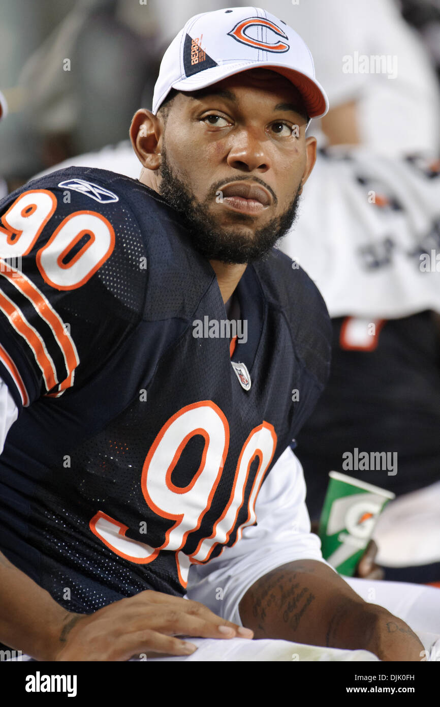 Chicago Bears defensive end Julius Peppers (90) sits on the bench