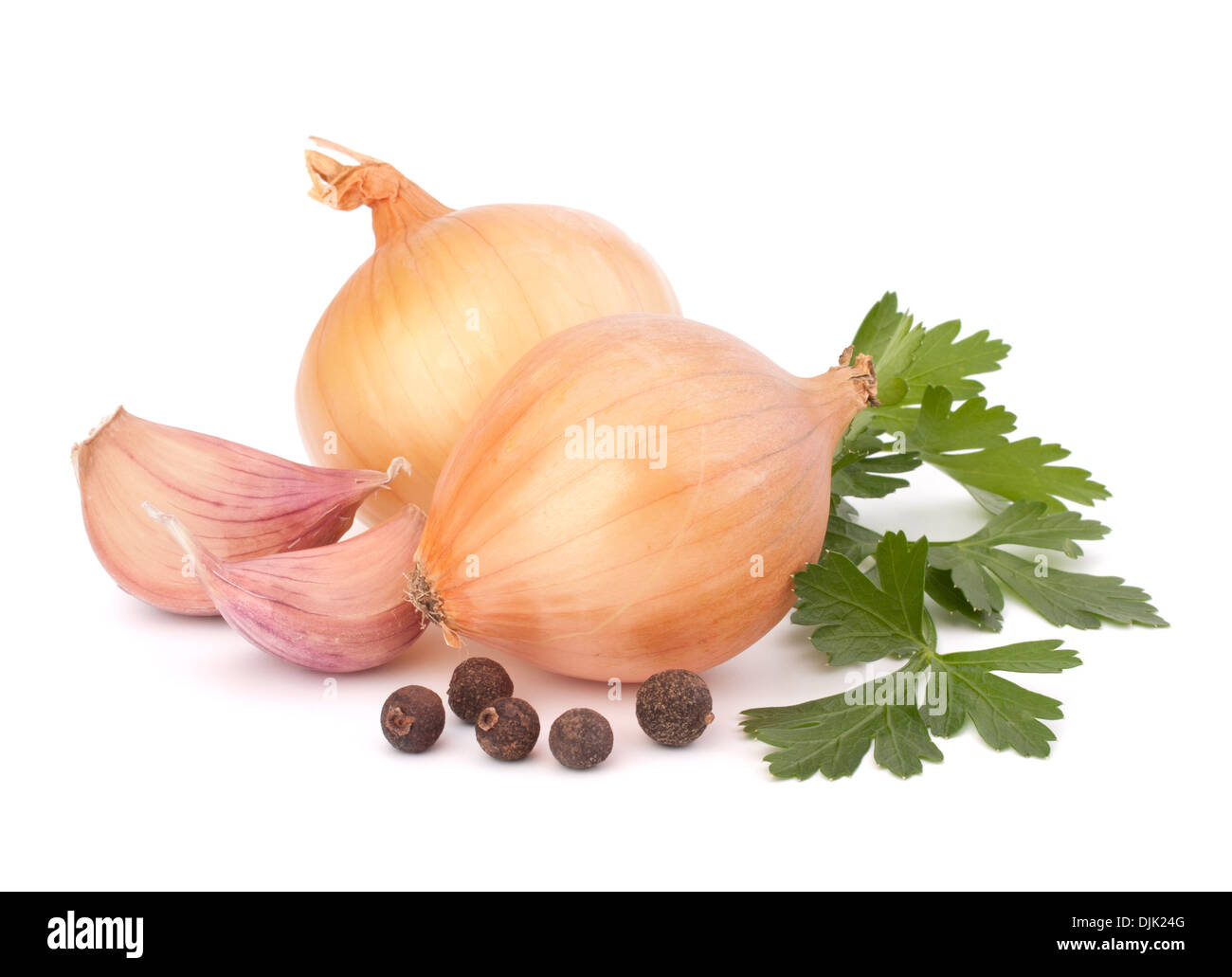 Onion and garlic clove isolated on white background Stock Photo - Alamy