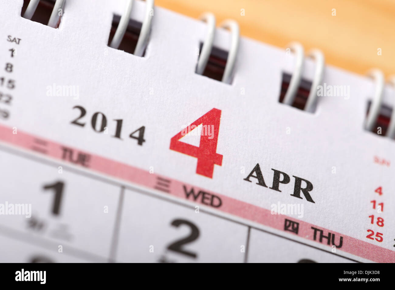 Macro Chinese Calendar 14 April Stock Photo Alamy