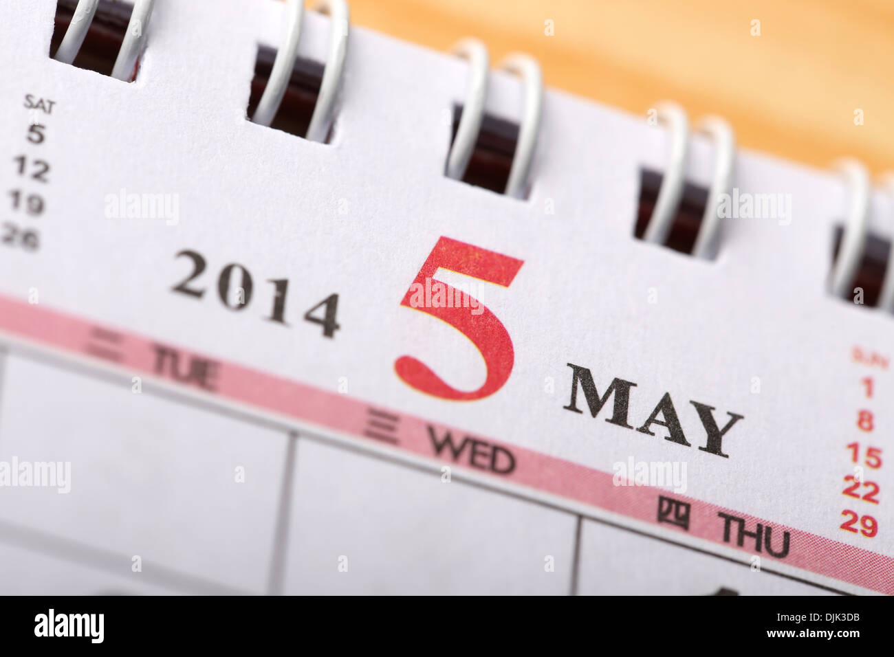Macro Chinese Calendar 2014 May Stock Photo Alamy