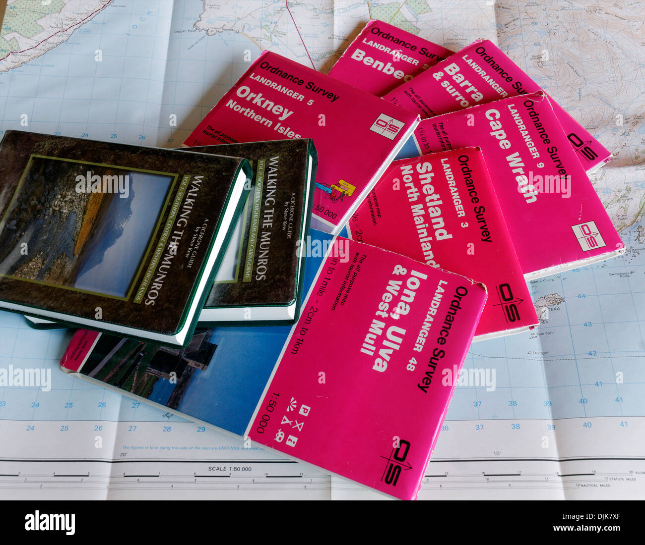 1:50,000 OS maps to the Scottish Islands orkney shetland iona islay barra Stock Photo