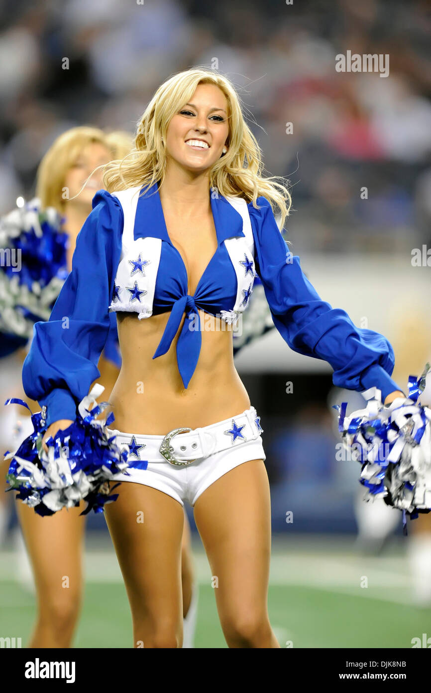 19 September 2010: Dallas Cowboys cheerleaders perform during the game  between the Chicago Bears and the Dallas Cowboys. The Bears won 27-20 at  Cowboys Stadium, Arlington, Texas. (Icon Sportswire via AP Images